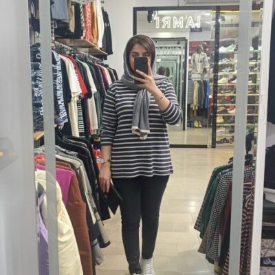 بلوز آستین بلند کشی راه راه