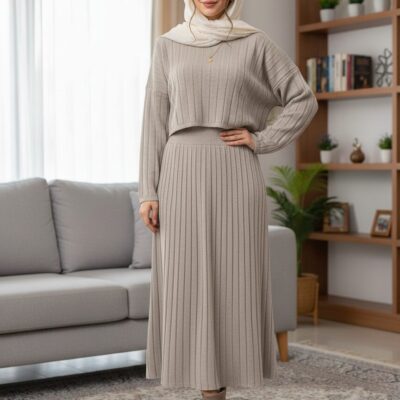 ست بافت کراپ دامن